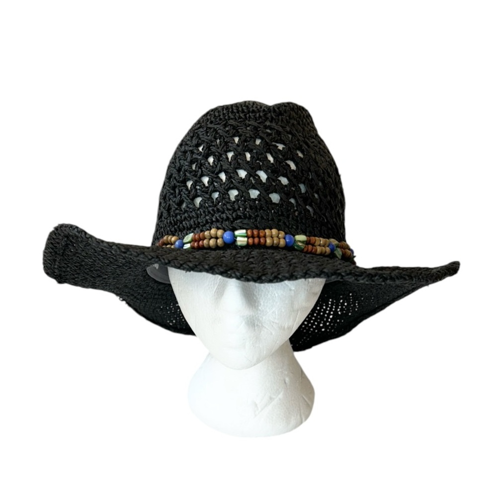 Peter Grimm Black Woven Hat with Beaded Band